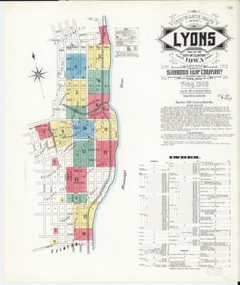 Sanborn Fire Insurance Map: Lyons, Iowa (1909)