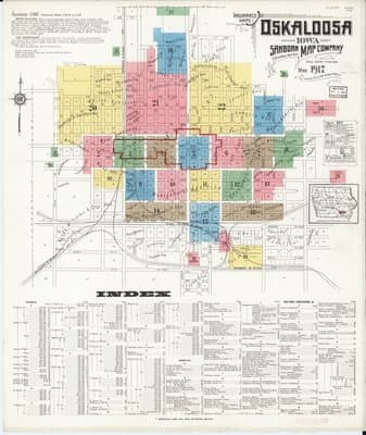 Sanborn Fire Insurance Map: Oskaloosa, Iowa (1917)