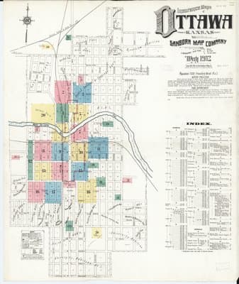 Sanborn Fire Insurance Map: Ottawa, Kansas (1912)