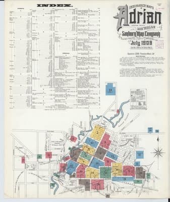 Sanborn Fire Insurance Map: Adrian, Michigan (1908)