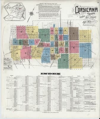 Sanborn Fire Insurance Map: Corsicana, Texas (1921)