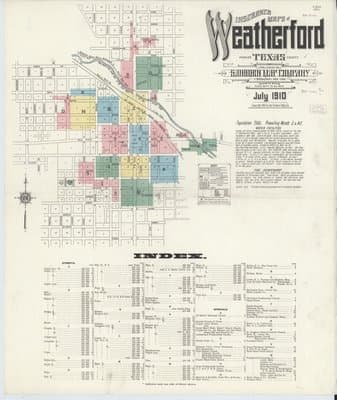 Sanborn Fire Insurance Map: Weatherford, Texas (1910)