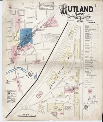 Sanborn Fire Insurance Map: Rutland, Vermont (1879)