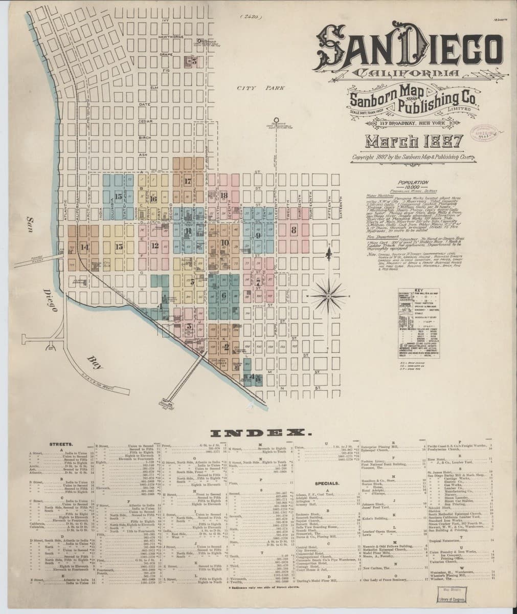 Framed print of San Diego, California (1887)