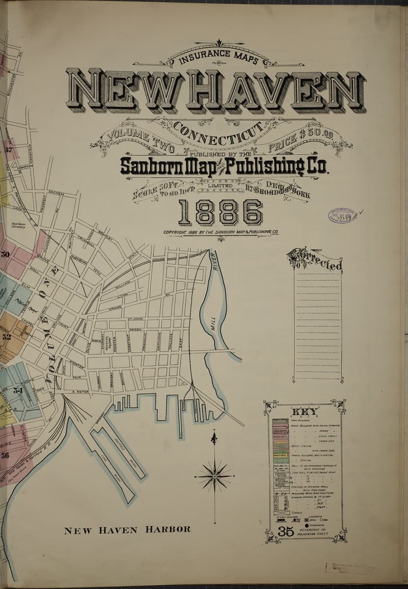 Framed print of New Haven, Connecticut (1886)