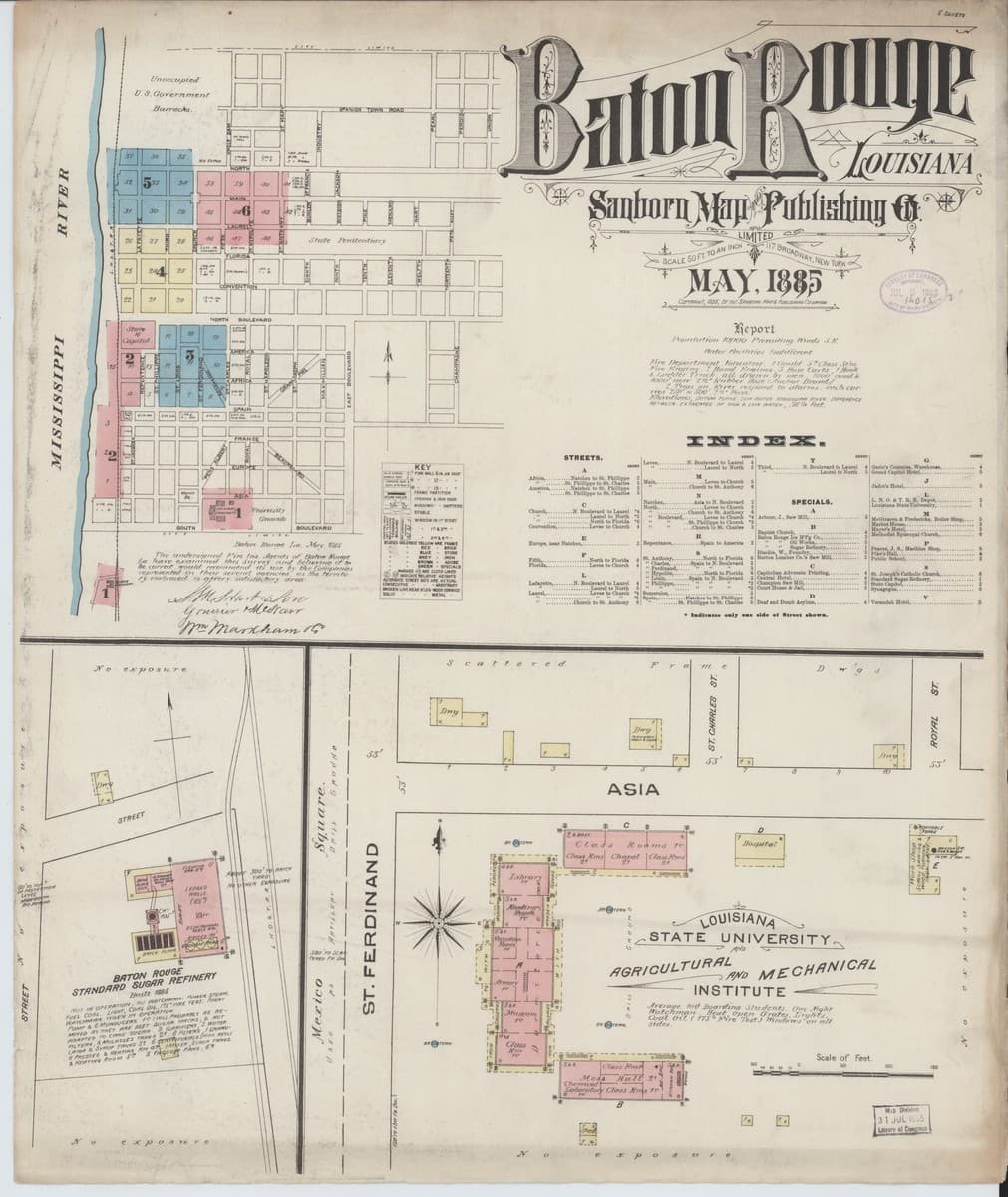 Framed print of Baton Rouge, Louisiana (1885)