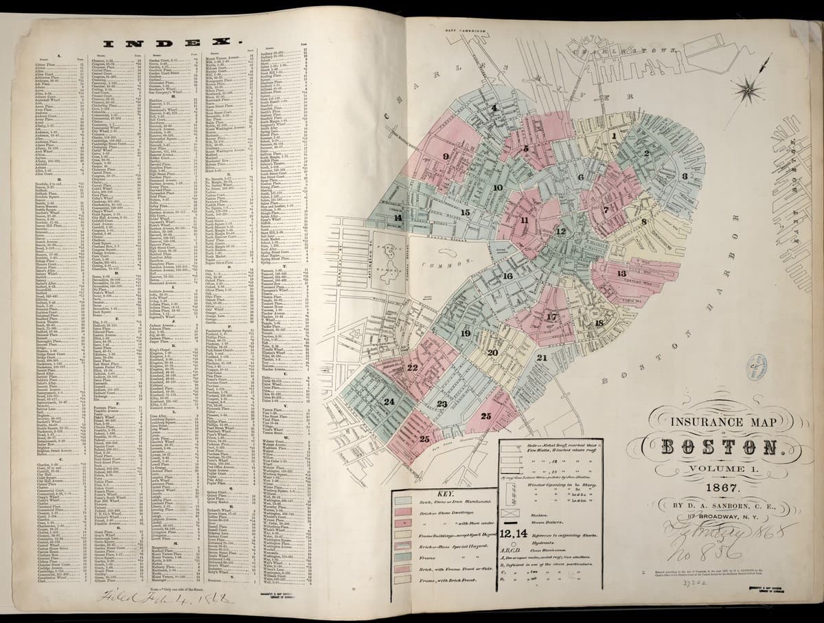 Sanborn Fire Insurance Map: Boston, Massachusetts (1867)