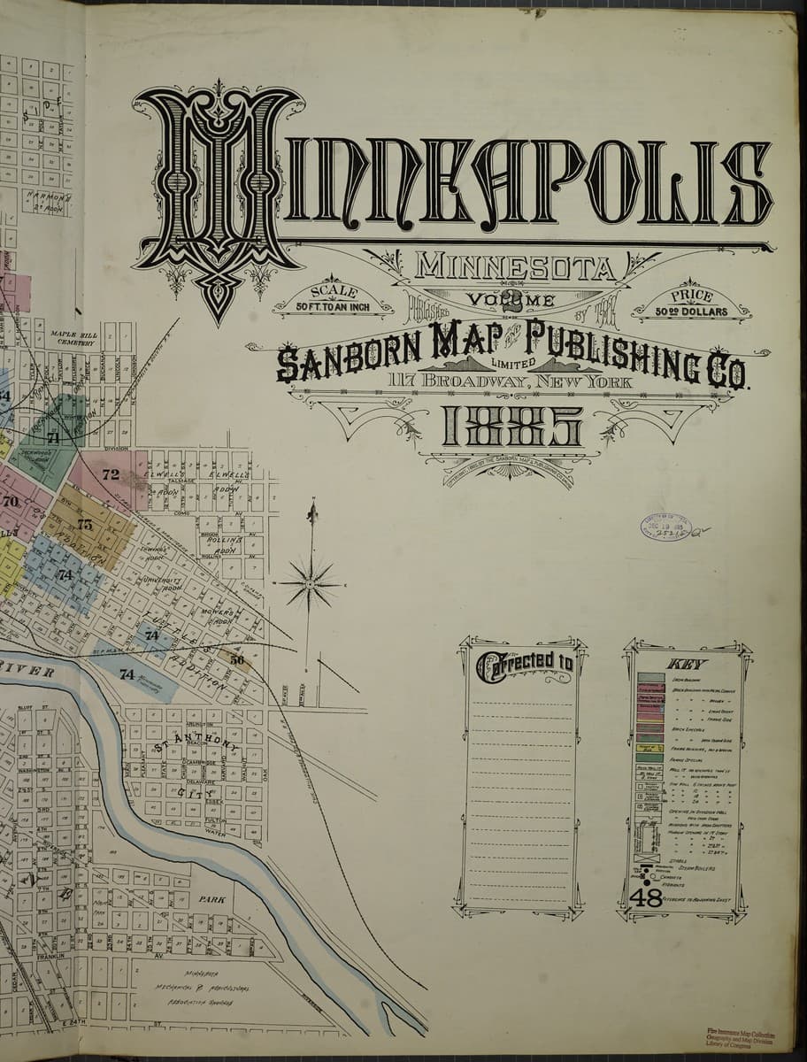 Framed print of Minneapolis, Minnesota (1885)