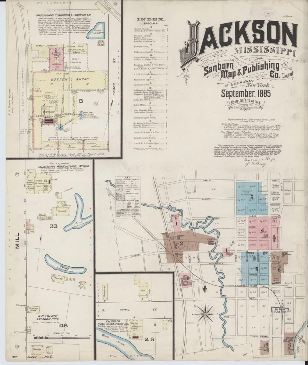 Framed print of Jackson, Mississippi (1885)