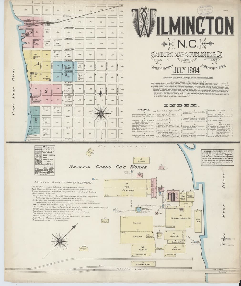 Framed print of Wilmington, North Carolina (1884)