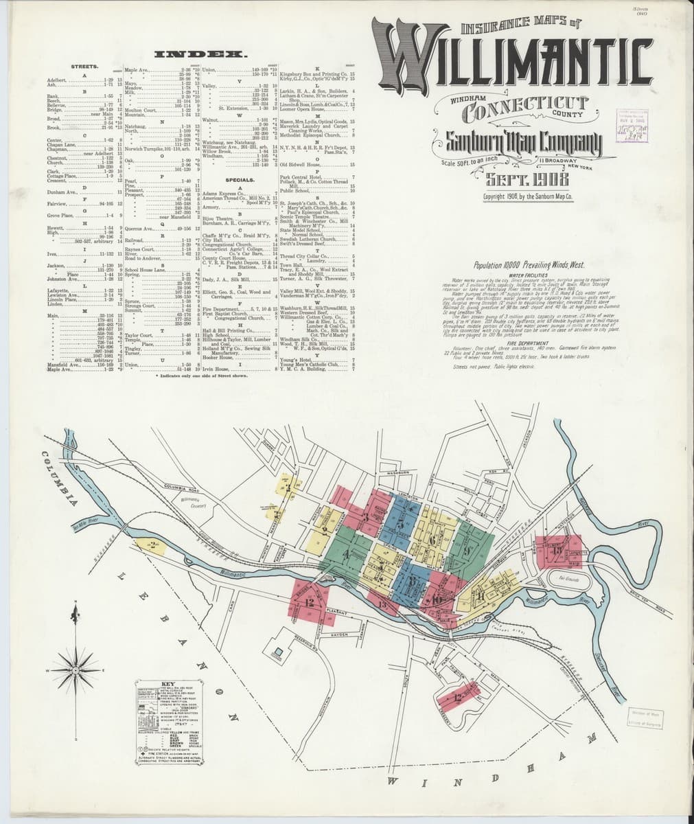 Willimantic Map Willimantic, Connecticut (1908) — Sanborn Fire Insurance Map | Sanborn ...