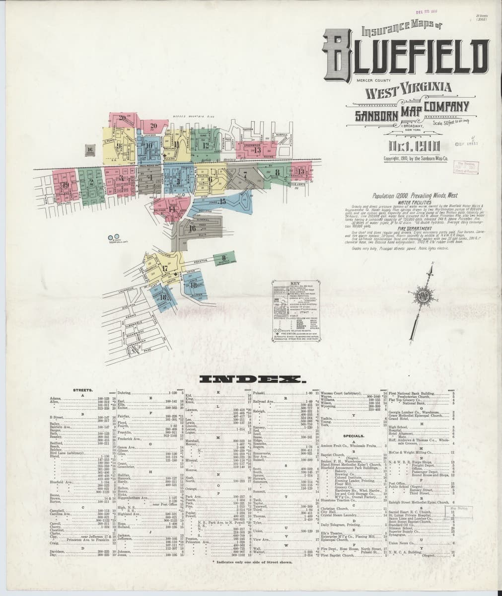 Bluefield Map Bluefield, West Virginia (1910) — Sanborn Fire Insurance Map | Sanborn ...